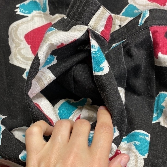 Vintage Cos Cob Retro 80s Abstract Floral Black Maxi Skirt Size 16 Waist 33"-35" - Picture 5 of 7